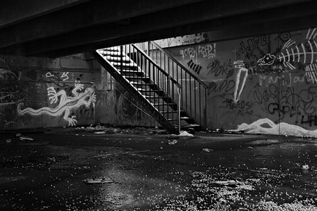 Stairway and graffiti